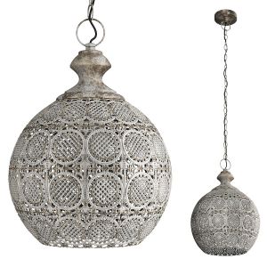 Domed Aged Metal Filigree Pendant Light