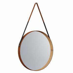 Rejuvenation Round Leather Wrapped Mirror