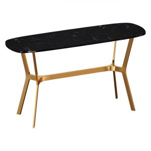 Elke Black Marble Console Table With Brass Base