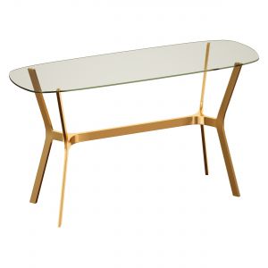 Elke Glass Console Table With Brass Base