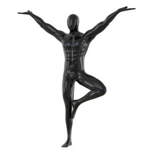 Male Abstract Mannequin Stands In Yoga Pose 111