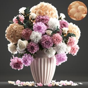 Bouquet of flowers from hydrangeas, peonies, decor