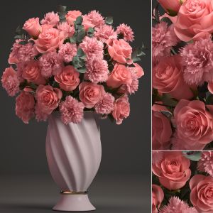 Bouquet of pink flowers, Rose, eucalyptus, luxury