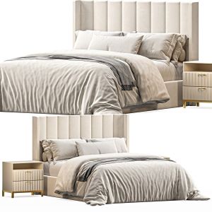 Emilie Upholstered Fabric Wing Headboard Bed