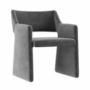 Cb2 Foley Faux Mohair Grey Dining Armchair