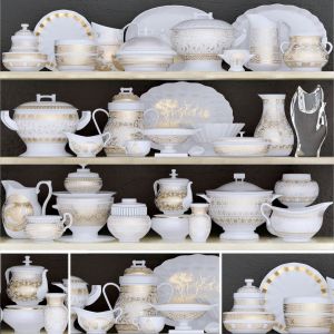 Shelf With A Huge Set Of Dishes