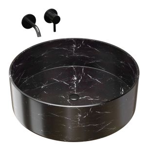 Marble Effect Black Round Countertop Basin