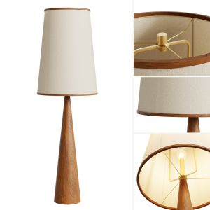 Bruna Walnut Wood And Linen Floor Lamp