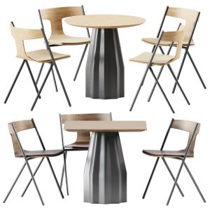 Quadra Chair With Cushion And Burin Wooden Table B