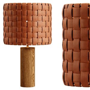 Shinola Parker Wood Table Lamp With Woven Leather