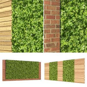 Brick And Wood Hedge Plant Wall