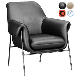 Contemporary Leather Metal Frame Club Chair