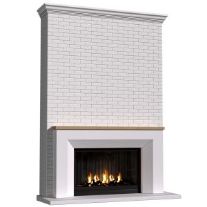 Modern Stone Fireplace In Art Deco Style.