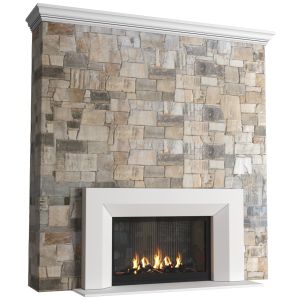 Decorative Stone Wall Fireplace Artdeco