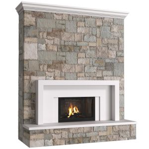 Modern Stone Fireplace In Art Deco Style