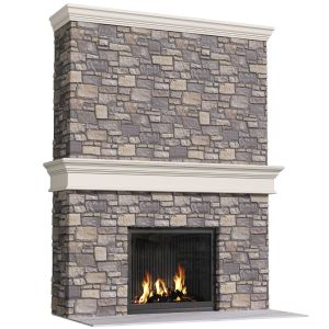 Classic Stone Fireplace Rustic