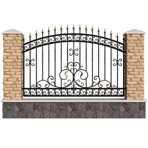 Fence In Classic Style With Wrought Iron Railing