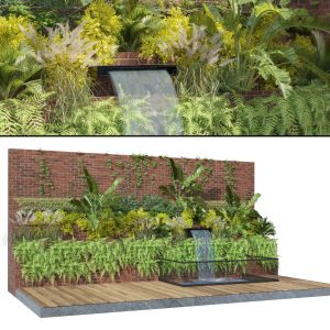 Garden Greenwall With Water Pool V02