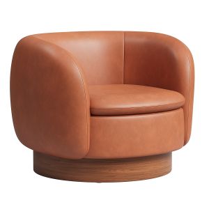 Muir Brown Leather Swivel Chair By Lawson Fenning