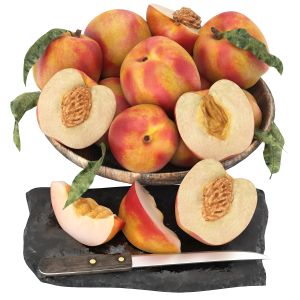 Bowl Of White Nectarines Fruit