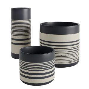 Black White Striped Vases