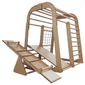 Indoor Wooden Playground For Children + Seesaw + S