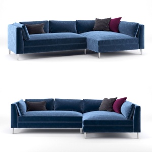 Cb2 Decker 2-piece Blue Velvet Sectional Sofa