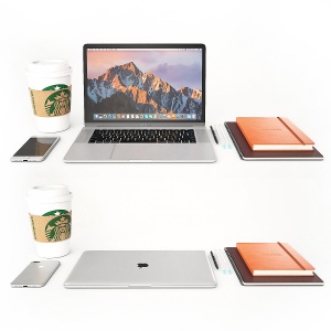 Workplace With Macbook 3d Model