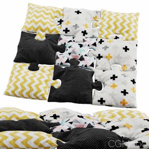 Puzzle Pillow Set Yellow