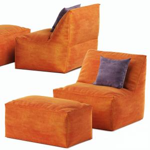 Bean Bag Chair With Pouf Pianca Eden