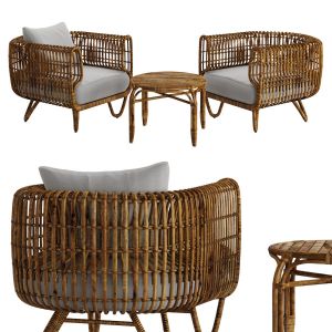 Table And Chair Bamboo Rattan For Outdoor Airy Nat