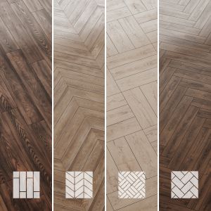 Wood Floor Oak Chestnut Set 4