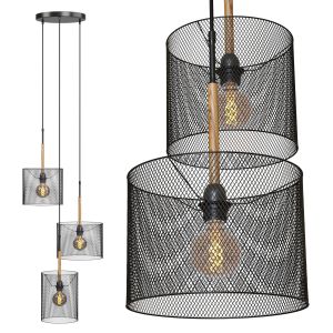 Chandelier With Three Metal Mesh Lampshades