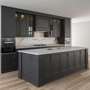 Kitchen Neoclassic - Dark Gray And Gold Set 26