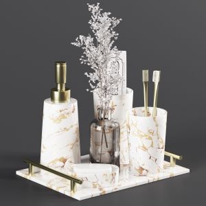 Bathroom Accessories 03 - Gold Marble Set