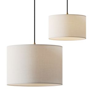 Pottery Barn Linen Drum Shade Cord Pendant Lamps