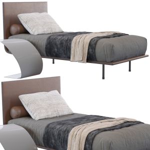 Leather Thin Single Bed By Bonaldo