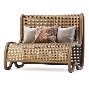 Capri Wooden Rattan Loveseat Cf3