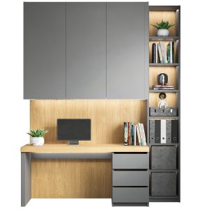 Wardrobe With Workplace And Decor