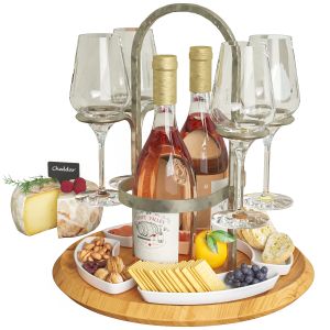 Rose Wine With Fruit And Cheese