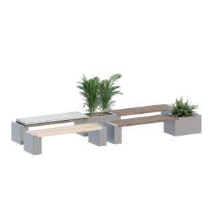 Teak Concrete Bench