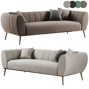 Modern Green Velvet Upholstered Sofa