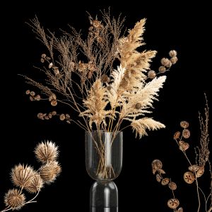 Bouquet Of Dried Flowers With Thorn And Cardaderia