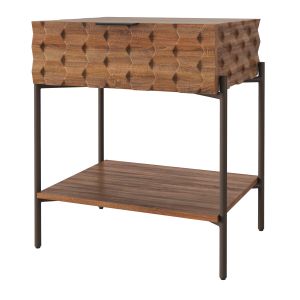 Crate And Barrel Raffael Carved Wood Nightstand