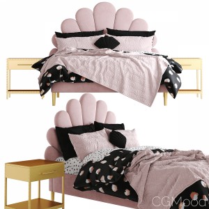 The Emily  Meritt Shell Upholstered Bed