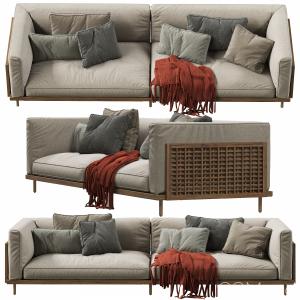 122 Belle Reeve Sofa Brass & Walnut