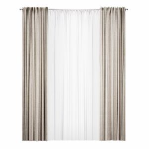 Straight Curtain With Tulle