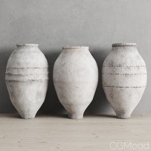 White Washed Antique Turkish Olive Jars