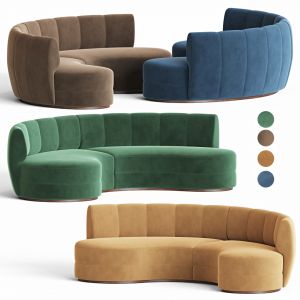 Contemporary Curved Velvet Sofa