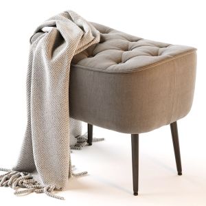 Birdrock Home Tufted Curve Grey Ottoman